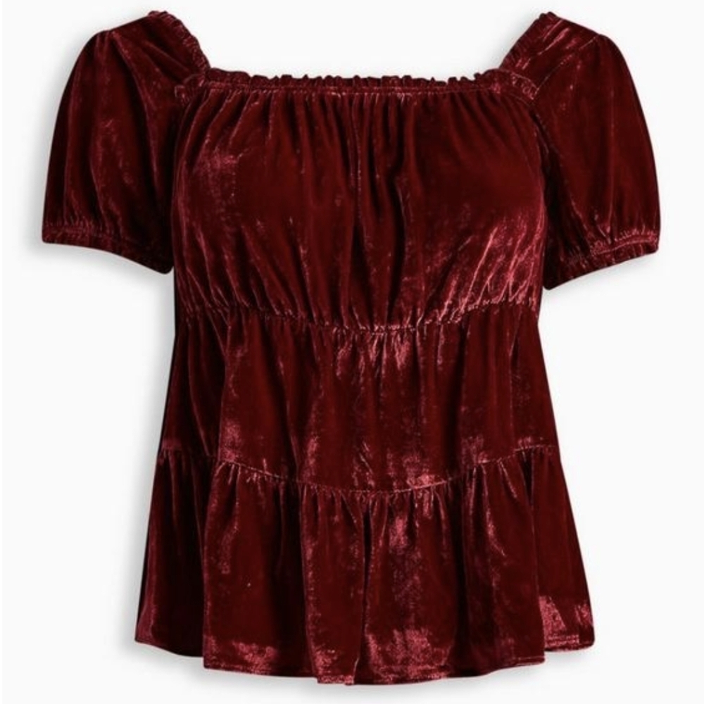 Babydoll Velvet Tiered Top - Picture 4 of 10